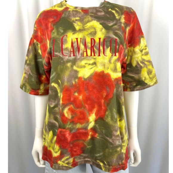 Vintage 90’s Z. Cavaricci Tie Dye Abstract in Red Yellow + Green - M/L - Cotton - Picture 2 of 7